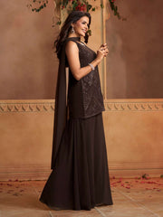 Women Embroidered Regular Sequinned Kurta with Palazzos & With Dupatta