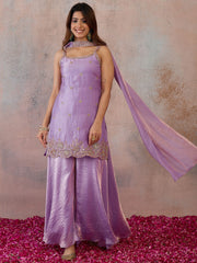Women Ethnic Motifs Embroidered Regular Kurta with Sharara & With Dupatta