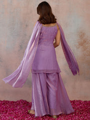 Women Ethnic Motifs Embroidered Regular Kurta with Sharara & With Dupatta