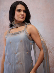 Women Ethnic Motifs Embroidered Regular Sequinned Kurta with Sharara & With Dupatta