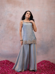 Women Ethnic Motifs Embroidered Regular Sequinned Kurta with Sharara & With Dupatta
