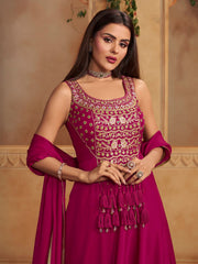 Women Embellished Thread Work Grandeur & Majestic Artwork Georgette Anarkali Kurta