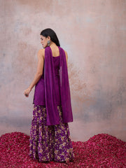 Women Floral Embroidered Regular Thread Work Kurta with Sharara & With Dupatta