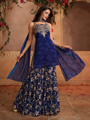Women Floral Embroidered Regular Kurta with Sharara & With Dupatta