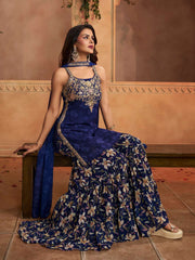 Women Floral Embroidered Regular Kurta with Sharara & With Dupatta