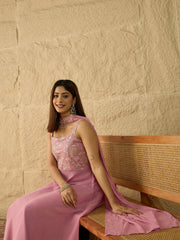 Women Floral Embroidered Regular Sequinned Kurta with Palazzos & With Dupatta