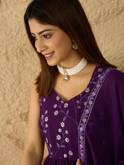 Women Embroidered Thread Work Georgette Blend Anarkali Kurta