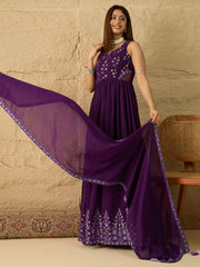 Women Embroidered Thread Work Georgette Blend Anarkali Kurta