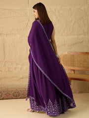 Women Embroidered Thread Work Georgette Blend Anarkali Kurta