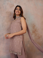 Women Regular Sequinned Kurta with Palazzos & With Dupatta
