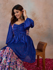 Women Ethnic Motifs Printed Empire Kurta with Sharara
