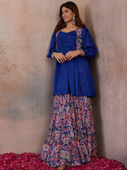 Women Ethnic Motifs Printed Empire Kurta with Sharara
