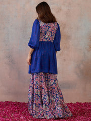 Women Ethnic Motifs Printed Empire Kurta with Sharara