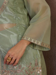 Organza Embroidered Top with Palazzos