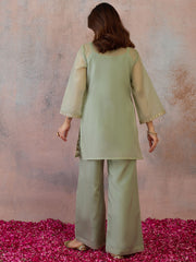 Organza Embroidered Top with Palazzos
