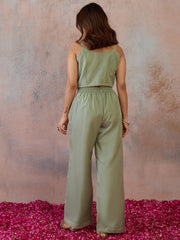 Organza Embroidered Top with Palazzos