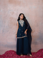 Women Ethnic Motifs Embroidered Regular Thread Work Kurta with Palazzos & With Dupatta