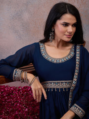 Women Embroidered Grandeur & Majestic Artwork Georgette Anarkali Kurta