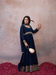 Women Embroidered Grandeur & Majestic Artwork Georgette Anarkali Kurta