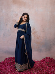 Women Embroidered Grandeur & Majestic Artwork Georgette Anarkali Kurta