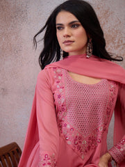 Women Embellished Georgette Anarkali Kurta with Dupatta