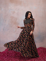 Women Paisley Printed Floral Georgette Anarkali Kurta