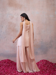 Women Floral Embroidered Regular Thread Work Kurta with Sharara & With Dupatta