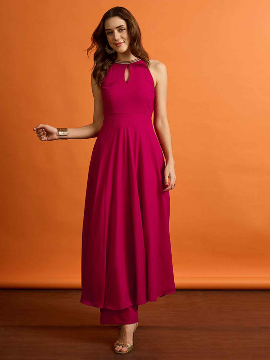 Women Regular Beads and Stones Kurta with Trousers