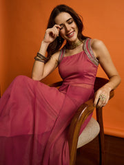 Women Layered Thread Work Kurta with Palazzos