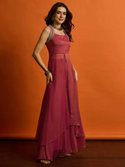 Women Layered Thread Work Kurta with Palazzos