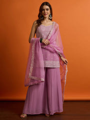 Women Floral Embroidered Regular Thread Work Kurta with Palazzos & Dupatta