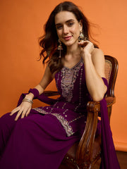 Women Ethnic Motifs Embroidered Regular Thread Work Kurta with Harem Pants & With Dupatta
