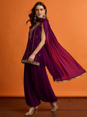 Women Ethnic Motifs Embroidered Regular Thread Work Kurta with Harem Pants & With Dupatta