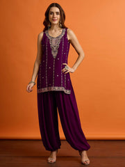 Women Ethnic Motifs Embroidered Regular Thread Work Kurta with Harem Pants & With Dupatta
