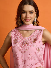 Women Ethnic Motifs Embroidered Regular Thread Work Kurta with Palazzos & With Dupatta