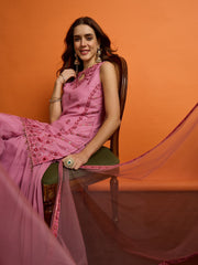 Women Ethnic Motifs Embroidered Regular Thread Work Kurta with Sharara & With Dupatta