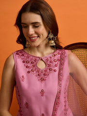 Women Ethnic Motifs Embroidered Regular Thread Work Kurta with Sharara & With Dupatta
