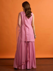 Women Ethnic Motifs Embroidered Regular Thread Work Kurta with Sharara & With Dupatta