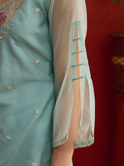 Women Floral Embroidered Regular Thread Work Kurta Palazzos With Dupatta