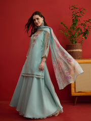 Women Floral Embroidered Regular Thread Work Kurta Palazzos With Dupatta
