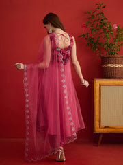Women Floral Embroidered Regular Thread Work Kurta with Trousers & With Dupatta