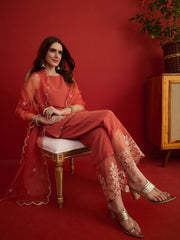 Women Ethnic Motifs Regular Thread Work Kurta with Palazzos & With Dupatta