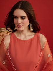 Women Ethnic Motifs Regular Thread Work Kurta with Palazzos & With Dupatta