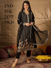 Women Ethnic Motifs Embroidered Regular Kurta with Trousers & With Dupatta