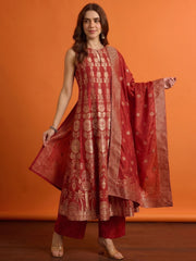 Women Ethnic Motifs Regular Pure Silk Kurta with Palazzos & With Dupatta