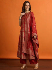 Women Ethnic Motifs Regular Pure Silk Kurta with Palazzos & With Dupatta