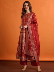 Women Ethnic Motifs Regular Pure Silk Kurta with Palazzos & With Dupatta