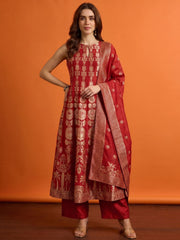 Women Ethnic Motifs Regular Pure Silk Kurta with Palazzos & With Dupatta