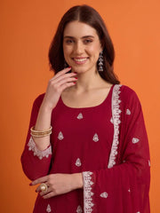 Women Ethnic Motifs Embroidered Regular Thread Work Kurta with Sharara & With Dupatta