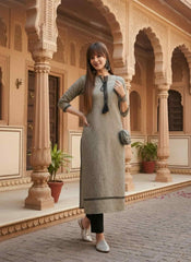 Women Embroidered Thread Work Lace Frills Bows and Ruffles Kurta